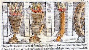 Haut fourneau - dans « Pirotechnica » de Biringuccio