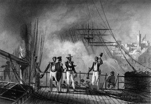 Bombardement de Tanger par le prince de Joinville. dans « Histoire générale de la marine » par Van Tenac