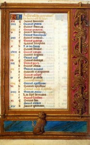 Calendrier du mois de juillet avec le signe du Lion - Miniature du Moyen Âge : Demande de permission à la Bibliothèque municipale de Toulouse (tél : 05 62 27 66 66) - Unknown artist