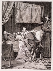 Le cardinal Richelieu au chevet du père Joseph - gravure