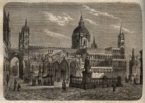 Cathédrale de Palerme - Duomo di Palermo - gravure dans « Dictionnaire populaire illustré » - 1864 - par Joseph Decembre et Edmond Allonier