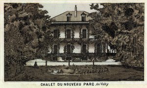Chalet du nouveau parc de Vichy (Allier et région Auvergne). Chromolithographie de la fin du XIXe siècle - Unknown artist