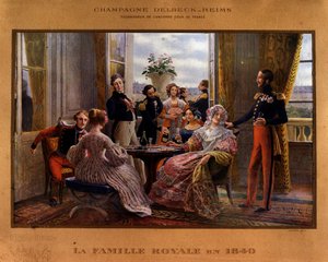 Champagne servi à la table royale en 1840 - Affiche publicitaire pour le champagne Delbeck «Fournisseur de l