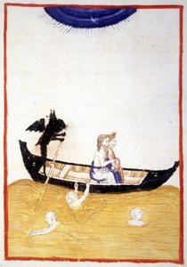 Charon (Caron) fait traverser à Dante et Virgile l