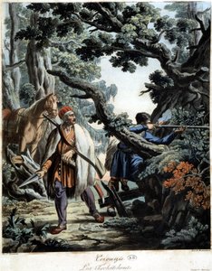 Tchétchènes embusqués dans une forêt du Caucase, début 19ème siècle - Unknown artist