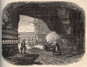 Fromages - caves de roquefort - gravure dans « PATRIE » - DESCRIPTION PICTURESQUE DE LA FRANCE EN 6 VOLUMES PAR LUCIEN HUARD - fin 19ème siècle