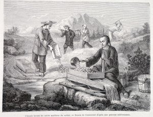 Chinois lavant des sables aurifères en Californie