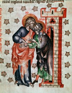 Adieu du Christ (Jésus-Christ et adieu de Joseph) Miniature peinte dans « La Passion de l