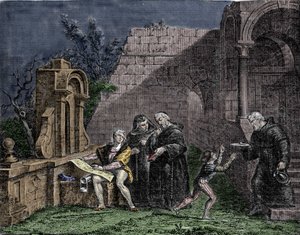 Christophe Colomb au couvent de Santa Maria de Rabida en Andalousie