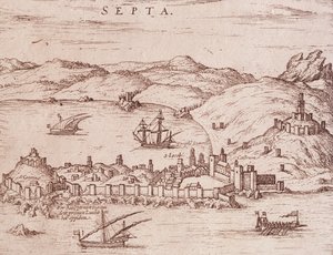 Ville de Septa (Ceuta) au début des années 1600, gravure - Unknown artist