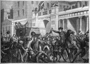 Le marquis de Lauriston transporté en triomphe par le peuple de Londres en 1801
