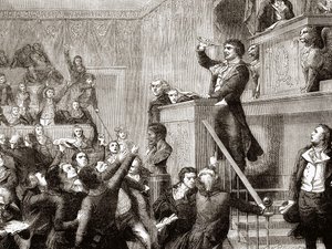 Convention du 21 septembre 1792 : Jean Paul Marat à la tribune - gravure dans « Histoire de France » par Henri Martin - Unknown artist