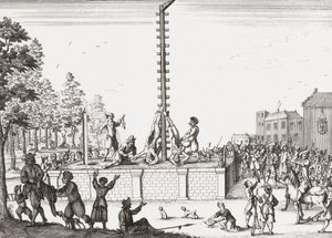 Cadavres de Johan et Cornelis de Witt pendus à la potence.