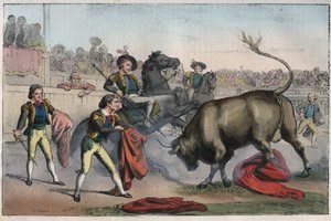 Corrida en Espagne : le picador - gravure de "Usi e Costumi di Tutti i Popoli dell