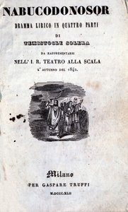 Couverture du premier livret de Nabucco par Giuseppe Verdi (1813 - 1901), initialement nommé Nabucodonosor - Unknown artist