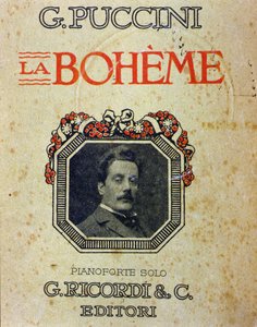 Couverture de la partition "La Bohème" de Puccini (1858-1924) avec son portrait
