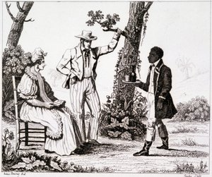 Créole de Martinique (serviteur noir et un couple de blancs) - dans « La France pittoresque », T.III - Unknown artist