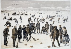 Curling sur un lac gelé près de Halifax, Nouvelle-Écosse - Unknown artist