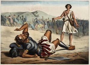 David vainqueur de Goliath. Gravure anonyme du milieu du XIXe siècle.