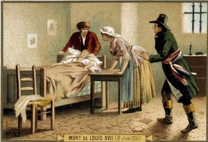 Mort de Louis XVII (08/06/1795). Chromolithographie du XIXe siècle