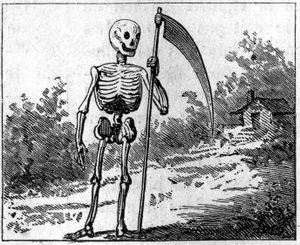 La Mort représentée avec une faux. Gravure de 1860. - Unknown artist