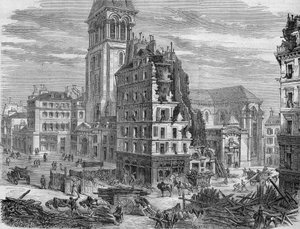 Démolitions de la Place Saint Germain des Prés, pour le percement de la Rue de Rennes en 1867.