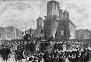Manifestation à Bucarest pour le prince Charles de Hohenzollern-Sigmaringen, nouveau roi de Roumanie