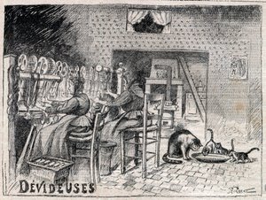 Devideuses - Atelier de Canut - intérieur d