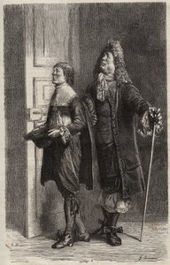 Diafoirus père et fils - gravure pour « Le Malade imaginaire » de Jean Baptiste Poquelin dit Molière (1622-1673)