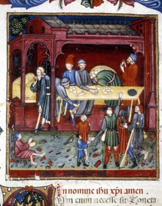 Distribution de pain et de chaussures aux vieux et aux pauvres. 1422 - Unknown artist
