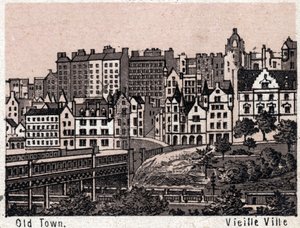 Édimbourg, Écosse : vue de la vieille ville à Édimbourg - Unknown artist