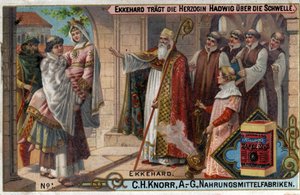 Ekkehard IV de Saint-Gall (Saint-Gall) ou Eckhard, Eckhart (980 -1057) érudit et poète latin. Ekkehard fait franchir le seuil à la duchesse Hadwig