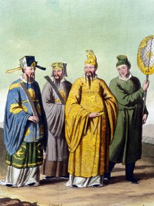 Empereur de Chine entouré de mandarins - dans "Le costume ancien et moderne" de J. Ferrario, éd. Milan