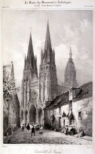 Gravure de la cathédrale de Bayeux publiée dans « Le Moyen Âge monumental et archéologique ». 19e siècle - Unknown artist
