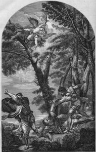 Gravure montrant "Le Martyre de Saint Pierre" par Tiziano (Titien) brûle le 15 août