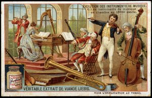 Évolution des instruments de musique : instruments de musique de chambre au 18ème siècle - chromo Liébig - Unknown artist