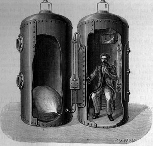 Expérience sur la pression barométrique par le physiologiste Paul Bert : respiration d