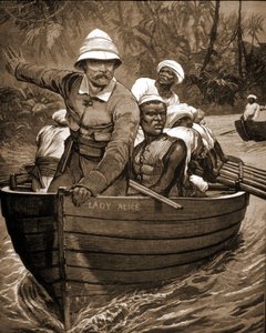Exploration de Sir Henry Morton Stanley (1841-1904), explorateur britannique, à bord du Lady Alice. - Unknown artist