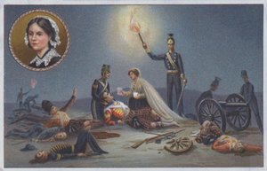 Florence Nightingale aidant les blessés et les mourants sur le champ de bataille pendant la guerre de Crimée