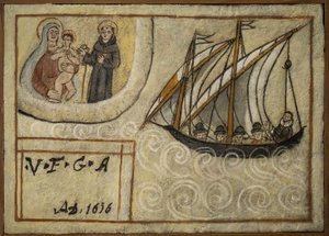 Ancien ex-voto marin, offrande populaire en gage de dévotion et de gratitude du marin survivant aux dangers de la mer venant de l