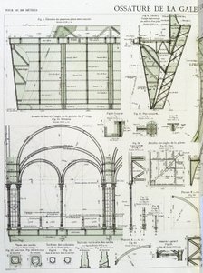 Cadre de la galerie au premier étage de la Tour Eiffel - dessin industriel - Unknown artist
