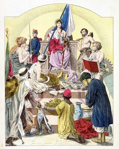 La France, sous les traits de Marianne, entourée de ses colonies personnifiées - dans « Histoire de France » par E. Grobet, vers 1915 - Unknown artist