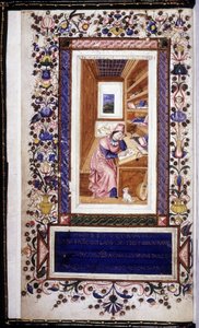 Francesco Petrarca (Pétrarque) (1304 - 1374), miniature du 15ème siècle. Bibliothèque Trivulziana. Milan