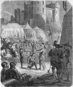 François Ier de France demandant à être adoubé par le Chevalier Bayard après la victoire à la bataille de Marignan, Italie