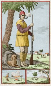 Boucanier français de Saint-Domingue (Haïti). Gravure dans « Histoire des Aventuriers Flibustiers et Boucaniers Signalés Dans Les Indes » par Alexandre Olivier Exquemelin (1645-1710). - Unknown artist