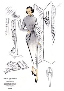 Mode française, conception de robes de ville en laine. - Unknown artist