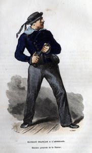 Marin français prêt pour la collision. Dans « Histoire générale de la marine » de Van Tenac. - Unknown artist