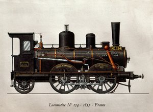 Train français : Locomotive Numéro 154 de 1855. Gravure. Paris, Arts décoratifs - Unknown artist