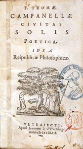 Frontispice de "Civitas Solis Poetica. Idea Reipublicae Philosophicae" par Tomaso Campanella
