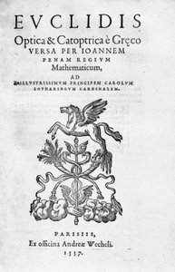Frontispice de « Optica & Catoptrica... » par Euclide
